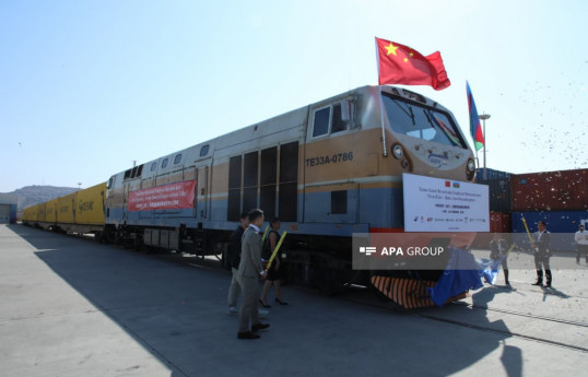 Welcoming ceremony held for 237th train passing through Trans-Caspian International Transport Route-PHOTO 