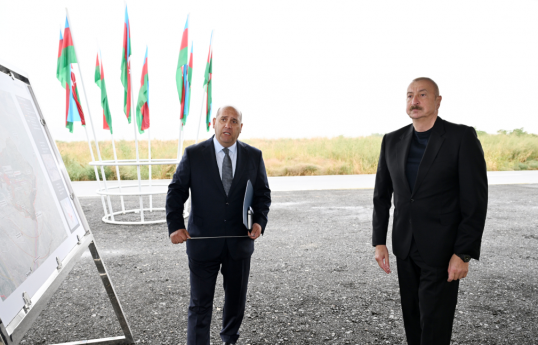 President Ilham Aliyev laid foundation stone for new Garakhanbeyli village in Fuzuli district