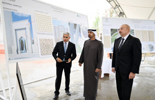 Presidents Ilham Aliyev and Sheikh Mohamed bin Zayed Al Nahyan reviewed construction progress at New Shusha Mosque