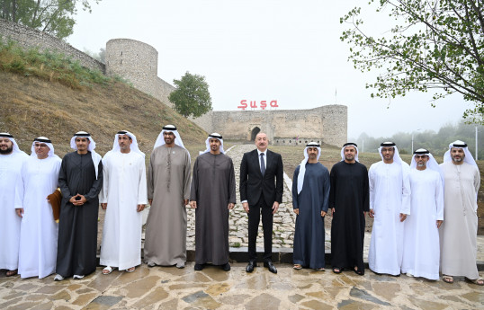 Presidents of Azerbaijan and the United Arab Emirates photographed in front of Shusha Fortress
