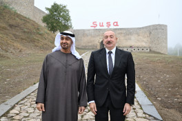 Presidents of Azerbaijan and the United Arab Emirates photographed in front of Shusha Fortress