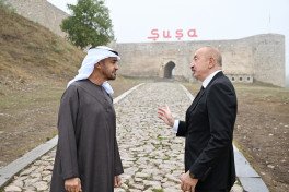 Presidents of Azerbaijan and the United Arab Emirates photographed in front of Shusha Fortress