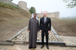 Presidents of Azerbaijan and the United Arab Emirates photographed in front of Shusha Fortress