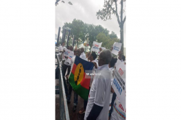 Representatives of overseas territories held protest rally in front of UN office