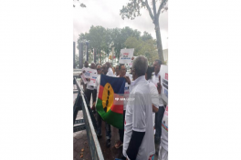 Representatives of overseas territories held protest rally in front of UN office