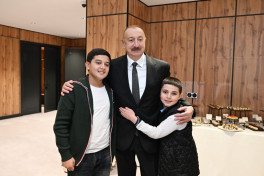 President Ilham Aliyev and Mehriban Aliyeva met with the children of martyrs at the opening of the CIS Games in Ganja