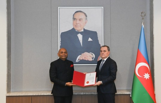 Azerbaijan FM Jeyhun Bayramov receives newly appointed Indian ambassador Abhay Kumar