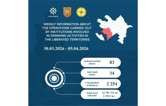 Another 117 mines and 2,254 unexploded ordnance discovered in Azerbaijan's liberated territories