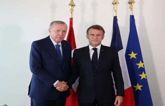 Turkish President Recep Tayyip Erdogan, French President Emmanuel Macron