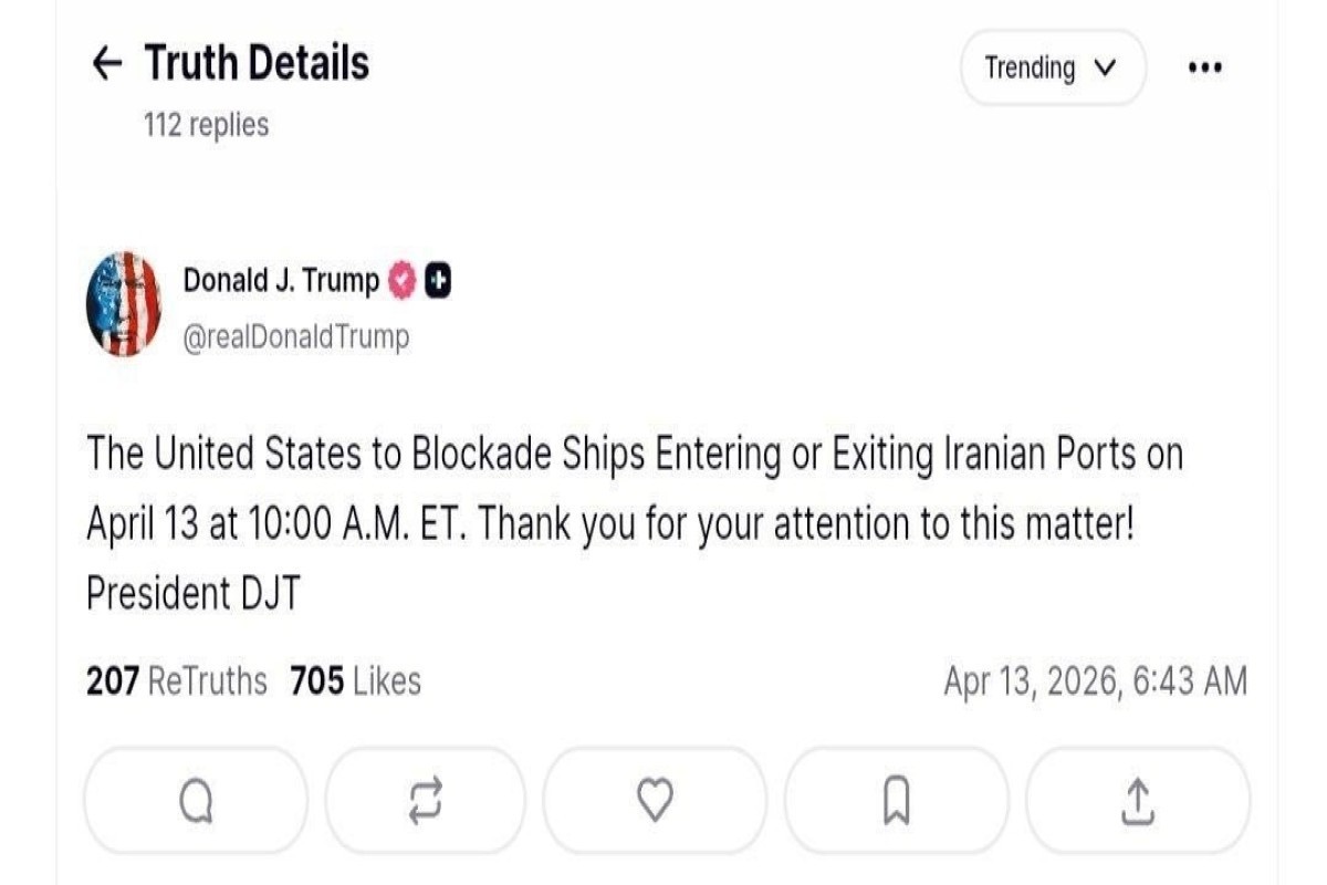 Trump: U.S. to blockade ships entering or exiting Iranian ports