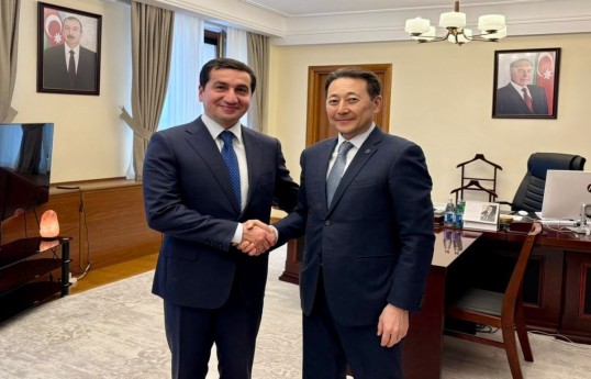 Assistant to the President of Azerbaijan and Head of the Foreign Policy Affairs Department of the Presidential Administration Hikmet Hajiyev, Secretary General of CICA, Kairat Sarybay