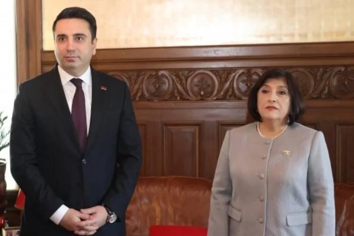 Alen Simonyan,  Speaker of the Armenian Parliament and Sahiba Gafarova, Speaker of the Milli Majlis