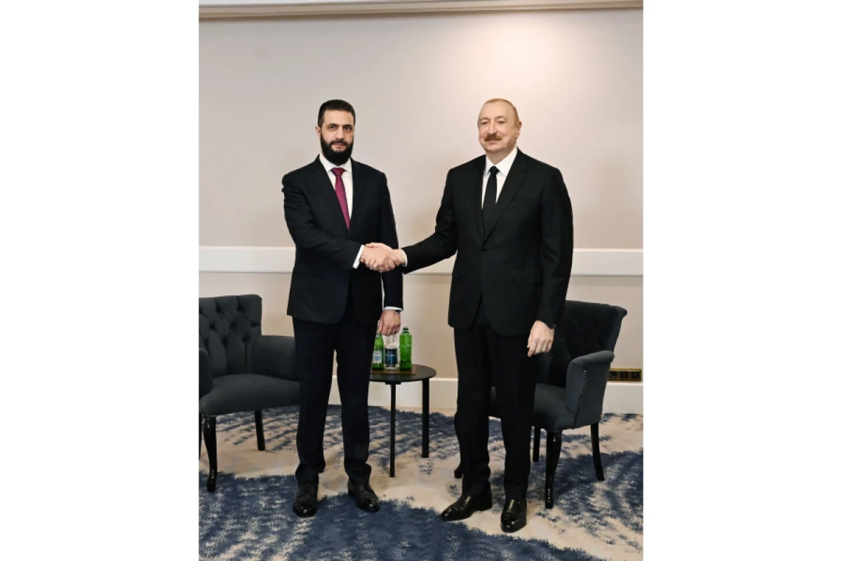 Ahmed al-Sharaa, Transitional President of the Syrian Arab Republic, and Ilham Aliyev, President of the Republic of Azerbaijan