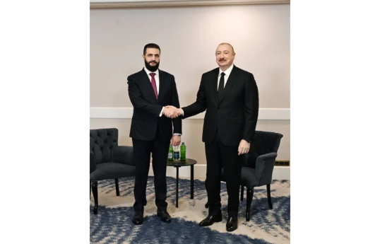 Ahmed al-Sharaa, Transitional President of the Syrian Arab Republic, and Ilham Aliyev, President of the Republic of Azerbaijan