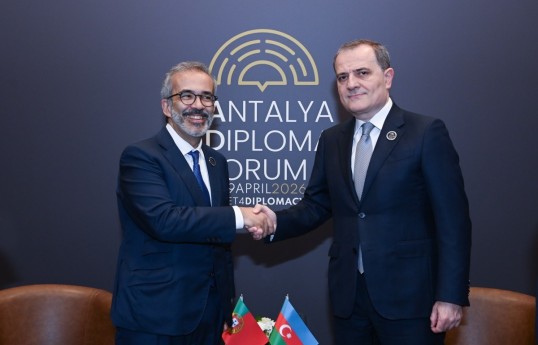 Minister of State and Foreign Affairs of the Republic of Portugal Paulo Rangel, Jeyhun Bayramov, Azerbaijani Foreign Minister