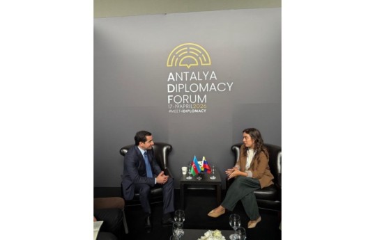 Hikmat Hajiyev, Assistant of the President of the Republic of Azerbaijan, Head of Foreign Policy Affairs Department of the Presidential Administration  and Ms. Andrea Corao Faria, Vice Foreign Minister of Venezuela