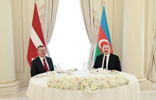 President of the Republic of Latvia, Edgars Rinkēvičs and President of the Republic of Azerbaijan, Ilham Aliyev