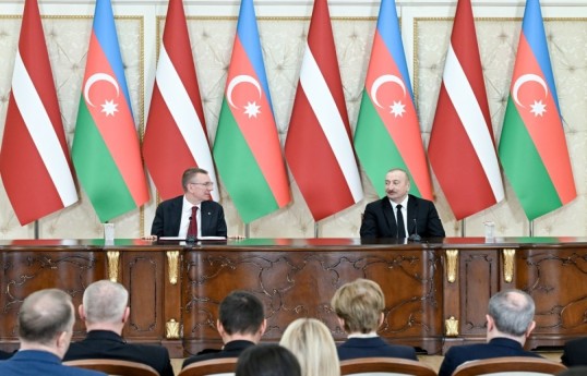 Latvian President Edgars Rinkēvičs and President of Azerbaijan Ilham Aliyev