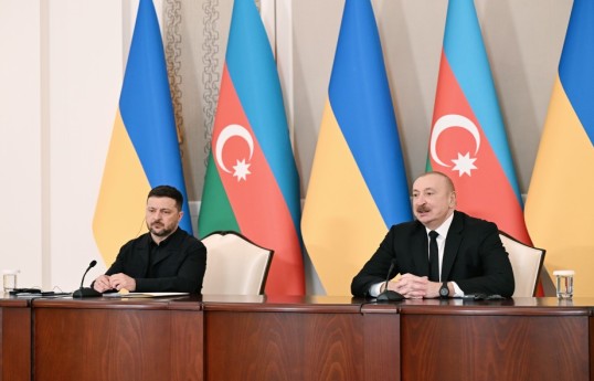 Ukrainian President Volodymyr Zelenskyy, President of the Republic of Azerbaijan Ilham Aliyev