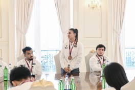 President Ilham Aliyev received wrestlers who won European Championships in team standings-UPDATED 