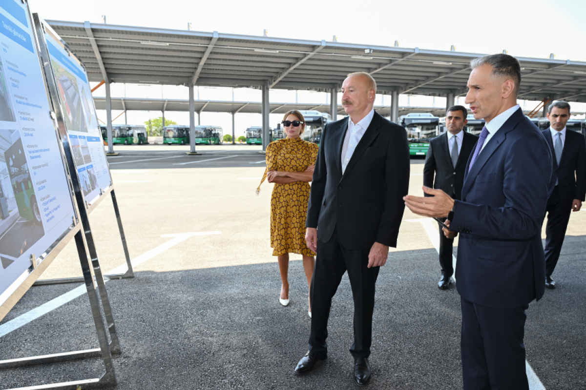 President Ilham Aliyev viewed new electric buses and inspected reconstruction progress of railway infrastructure in Nakhchivan