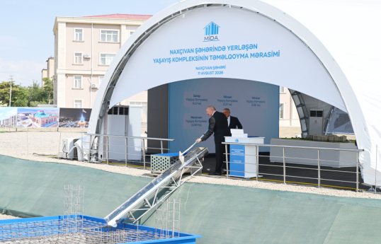 President Ilham Aliyev laid foundation stone for social housing complex in Nakhchivan city