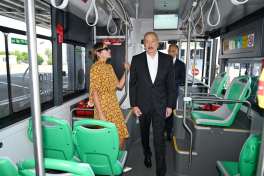 President Ilham Aliyev viewed new electric buses and inspected reconstruction progress of railway infrastructure in Nakhchivan