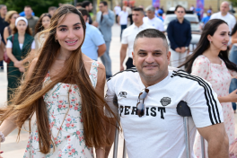 Vice-President of Heydar Aliyev Foundation Leyla Aliyeva and Arzu Aliyeva watches classic car parade and exhibition