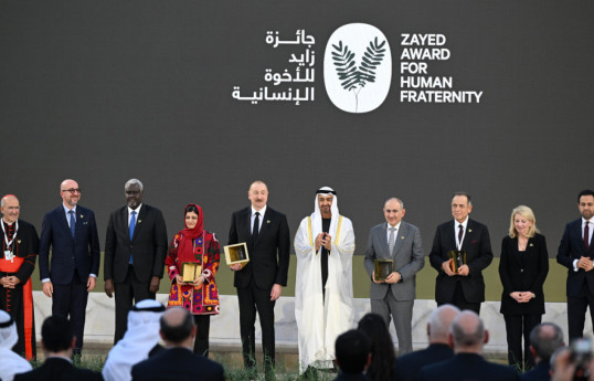 Abu Dhabi hosted awarding ceremony of Zayed Award for Human Fraternity, President Ilham Aliyev was presented with the award -VIDEO -UPDATED-4 