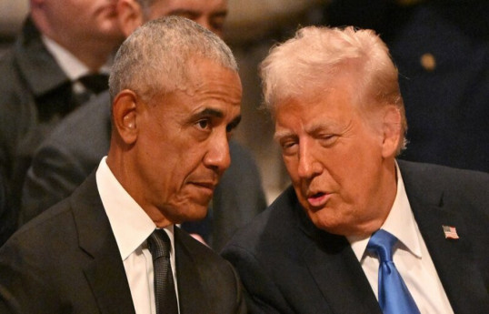 Democratic former President Barack Obama  and Donald Trump, US President