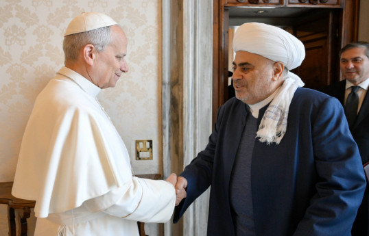 His Holiness Pope Leo XIV, the Head of the Holy See and the Catholic Church and Sheikh-ul-Islam Allahshukur Pashazade, chairman of the Caucasus Muslims Office (CMO)