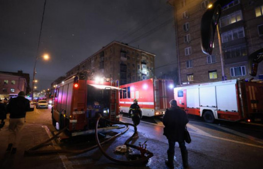 Nine people were injured in a fire in a residential building in central Moscow
