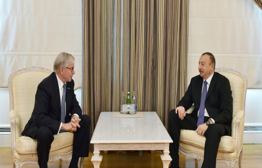 Former Chairman of the Senate of the Kingdom of the Netherlands, Rene van der Linden, and President of the Republic of Azerbaijan Ilham Aliyev