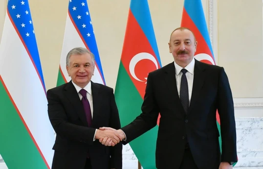 President of the Republic of Uzbekistan Shavkat Mirziyoyev, and President of the Republic of Azerbaijan Ilham Aliyev