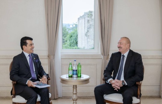 Director General of ICESCO, Salim bin Mohammed Al-Malik, and President of the Republic of Azerbaijan, Ilham Aliyev