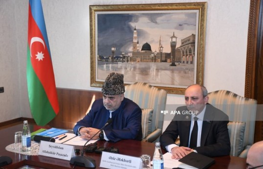 Chairman of the Caucasus Muslims Office Allahshukur Pashazade and Chairman of the Western Azerbaijan Community Aziz Alakbarli
