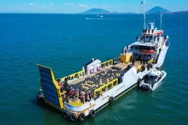 El Salvador Navy displays seized cocaine aboard intercepted vessel, in La Union