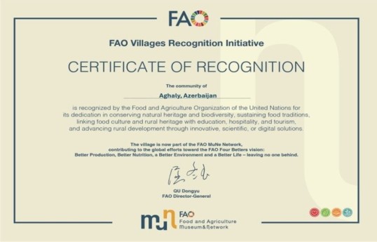 Zangilan’s Aghaly village included in UN FAO “Model Villages Network”