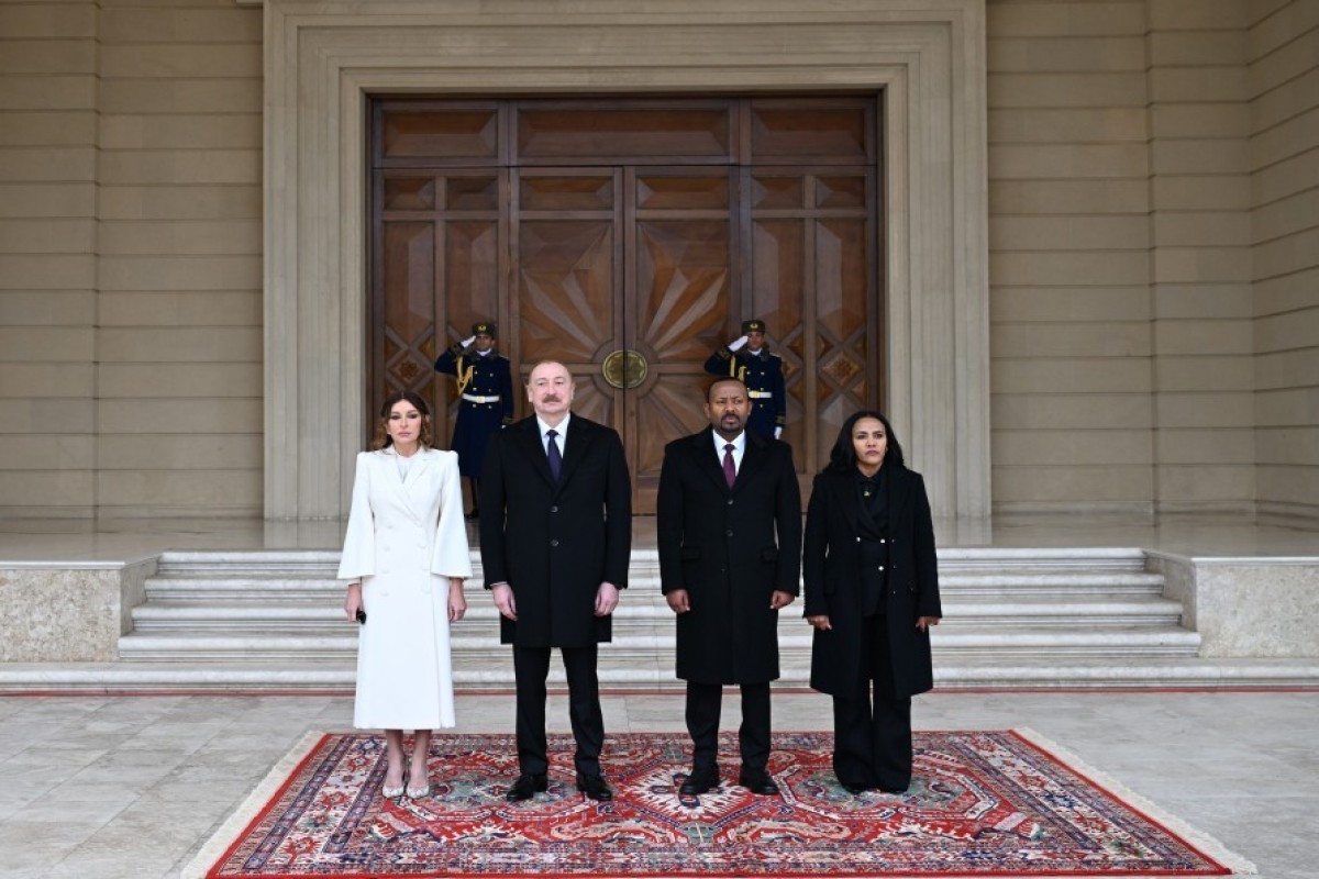 First Lady Mehriban Aliyeva, President of Azerbaijan Ilham Aliyev, Prime Minister of Ethiopia Abiy Ahmed Ali and First Lady Zinash Tayachew