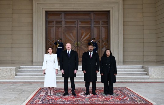 First Lady Mehriban Aliyeva, President of Azerbaijan Ilham Aliyev, Prime Minister of Ethiopia Abiy Ahmed Ali and First Lady Zinash Tayachew