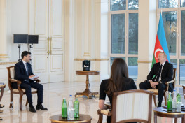 President of Azerbaijan Ilham Aliyev was interviewed by local TV channels