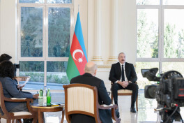 President of Azerbaijan Ilham Aliyev was interviewed by local TV channels