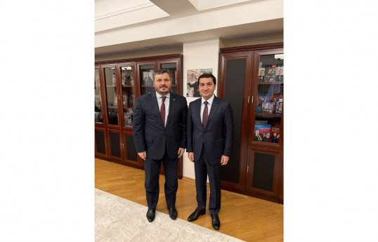 Ukrainian Ambassador Yuri Husyev, Assistant to the President of Azerbaijan - Head of the Foreign Policy Department of the Presidential Administration Hikmat Hajiyev