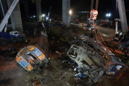 At least 32 killed after crane falls on train in Thailand