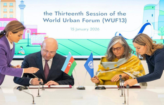 Anar Guliyev, Chairman, State Committee on Urban Planning and Architecture of the Republic of Azerbaijan and  Executive Director of the UN-Habitat, Ms. Anacláudia Rossbach