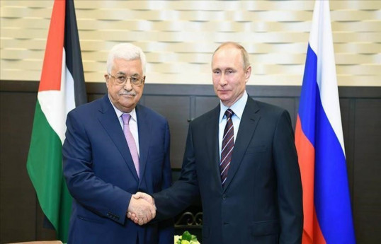 President of the State of Palestine Mahmoud Abbas and Vladimir Putin, Russian President