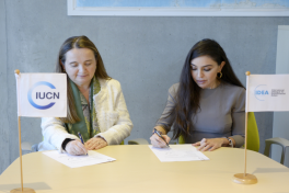 Leyla Aliyeva and Grethel Aguilar discuss cooperation opportunities in Switzerland