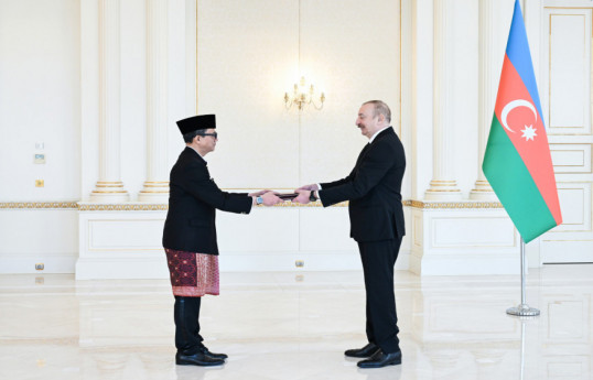 Berlian Helmy, the incoming Ambassador Extraordinary and Plenipotentiary of the Republic of Indonesia and President of the Republic of Azerbaijan Ilham Aliyev