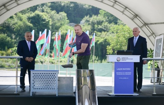 President Ilham Aliyev laid foundation stone for Hakarichay Reservoir in Lachin