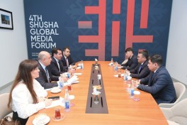 Hikmat Hajiyev holds meetings with Syrian, Kazakh and Uzbek representatives at 4th Shusha Global Media Forum